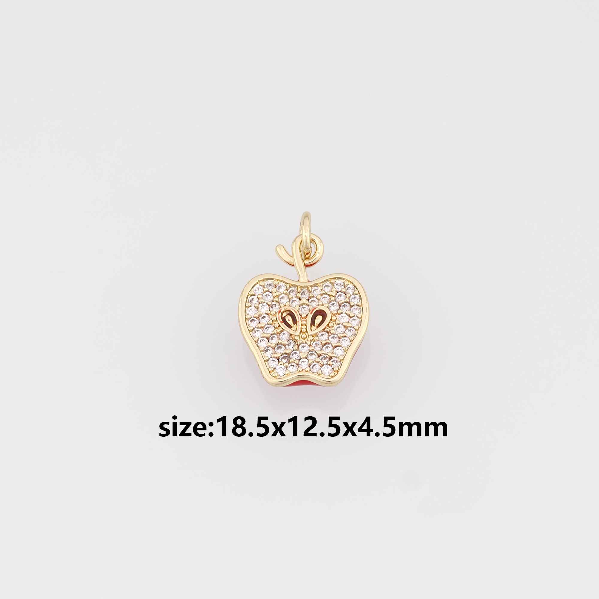 18K Gold Filled Apple Pendant,CZ Micro Pave Fruit Charm Earrings Necklace for DIY Jewelry Making Supply