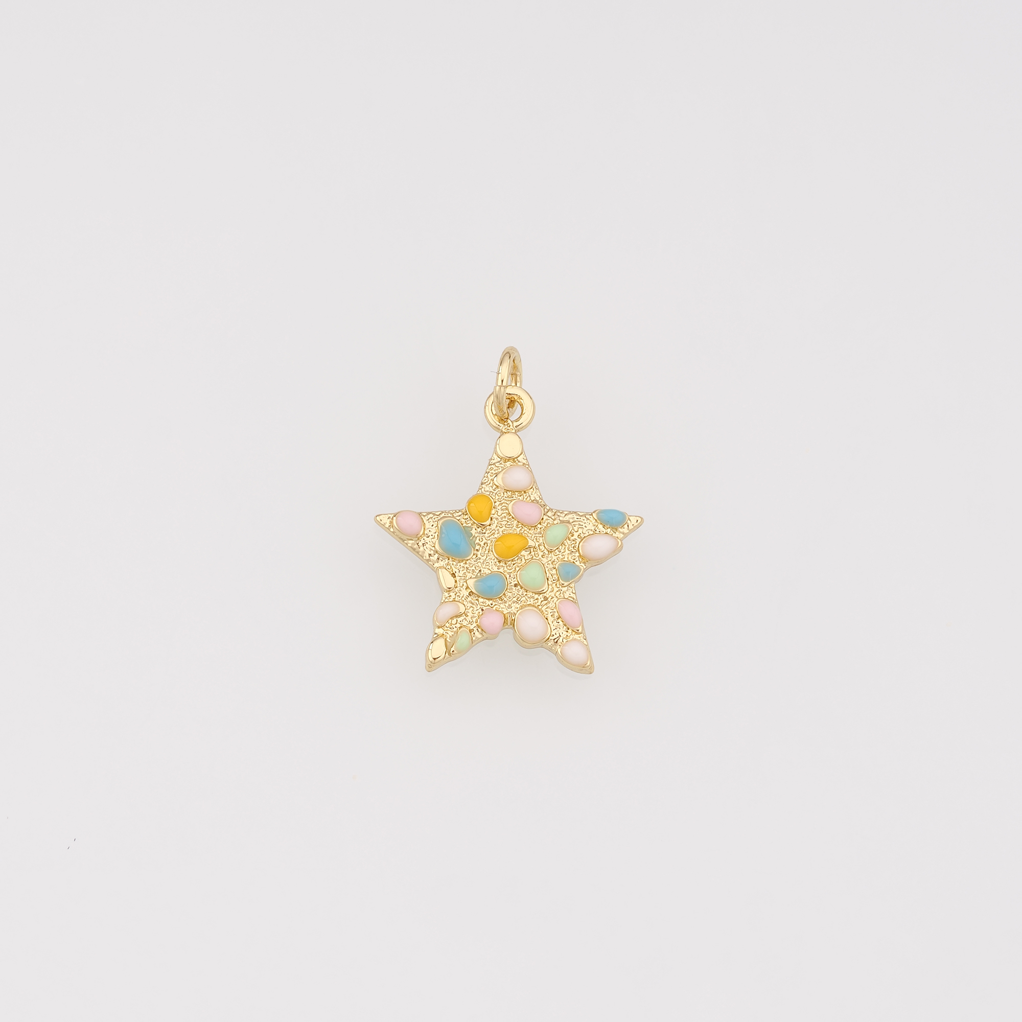 18K Gold Filled Star Pendant,Enamel Celestial Charm Earrings Necklace for DIY Jewelry Making Supply