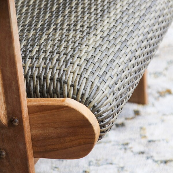 Cambridge Casual Auburn Upholstered Teak Adirondack Chair with Ottoman