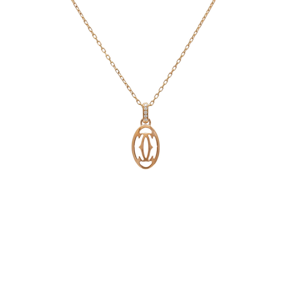 Cartier C Do Logo Double C Necklace 18K Rose Gold Diamond B7219200