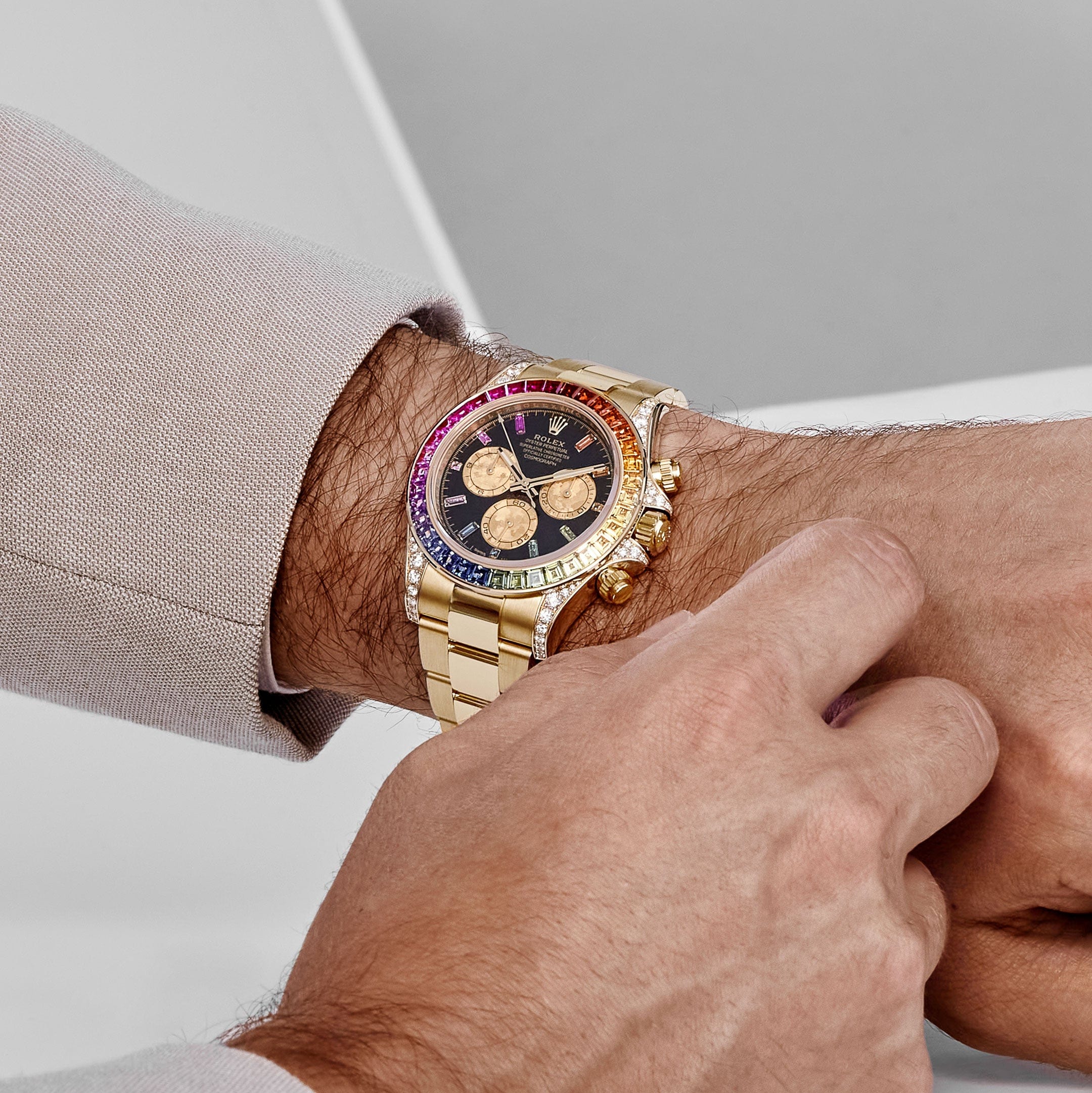 Rolex Daytona 126598RBOW 'Rainbow' Yellow Gold Black Dial Sapphire Bezel
