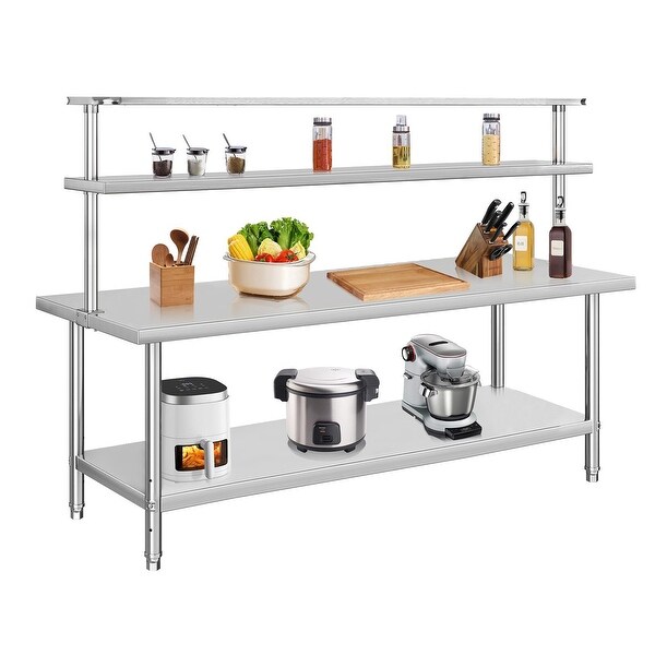 Stainless Steel Table with Overshelf,60