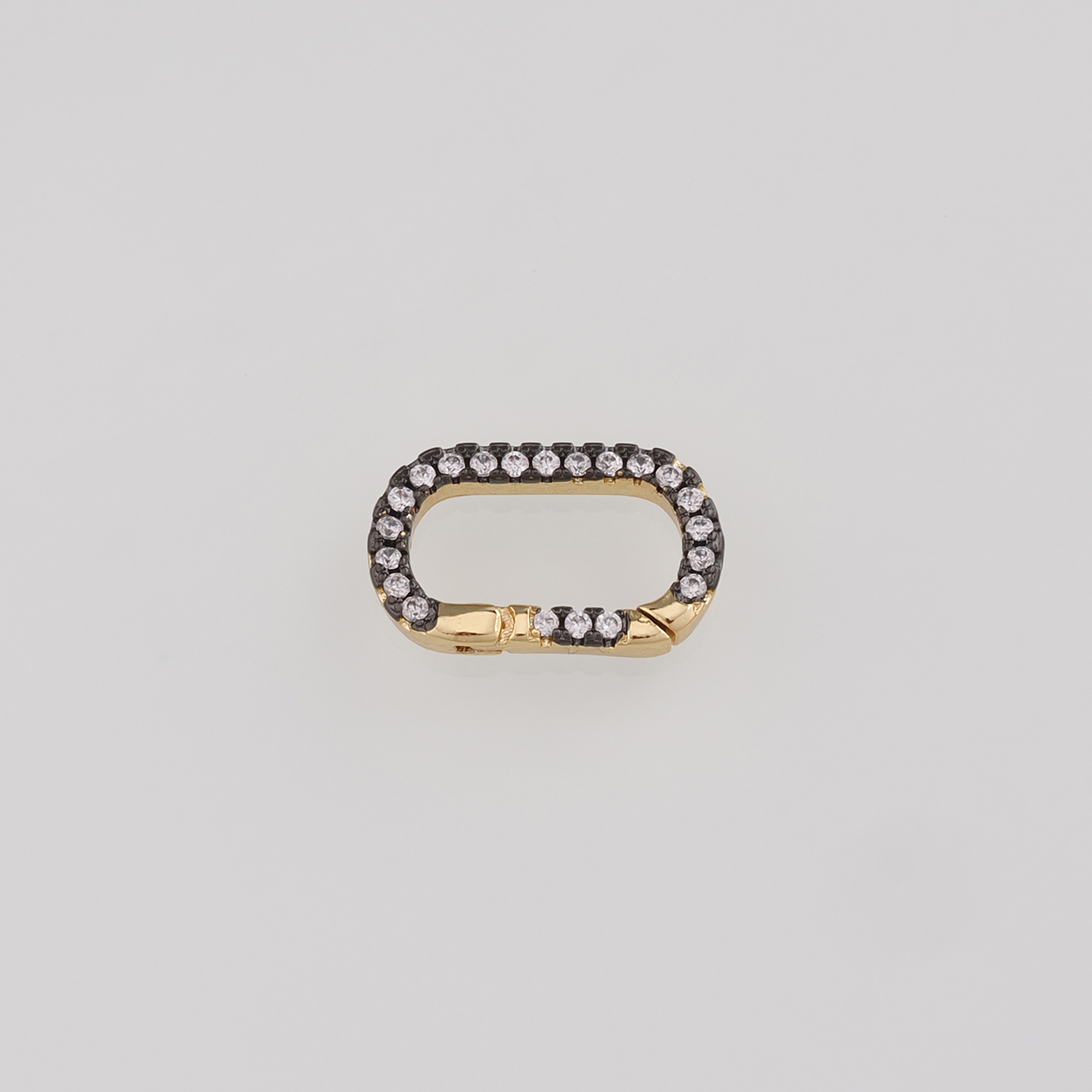 18K Gold Filled Oval Carabiner Clasp,CZ Micro Pave Snap Buckle Bracelet Necklace for DIY Jewelry Finding Necklace Bracelet