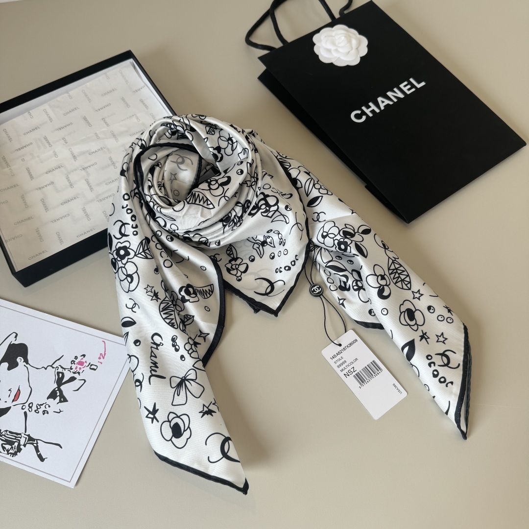 Chanel 90cm Silk Square Scarf - cnluxepick