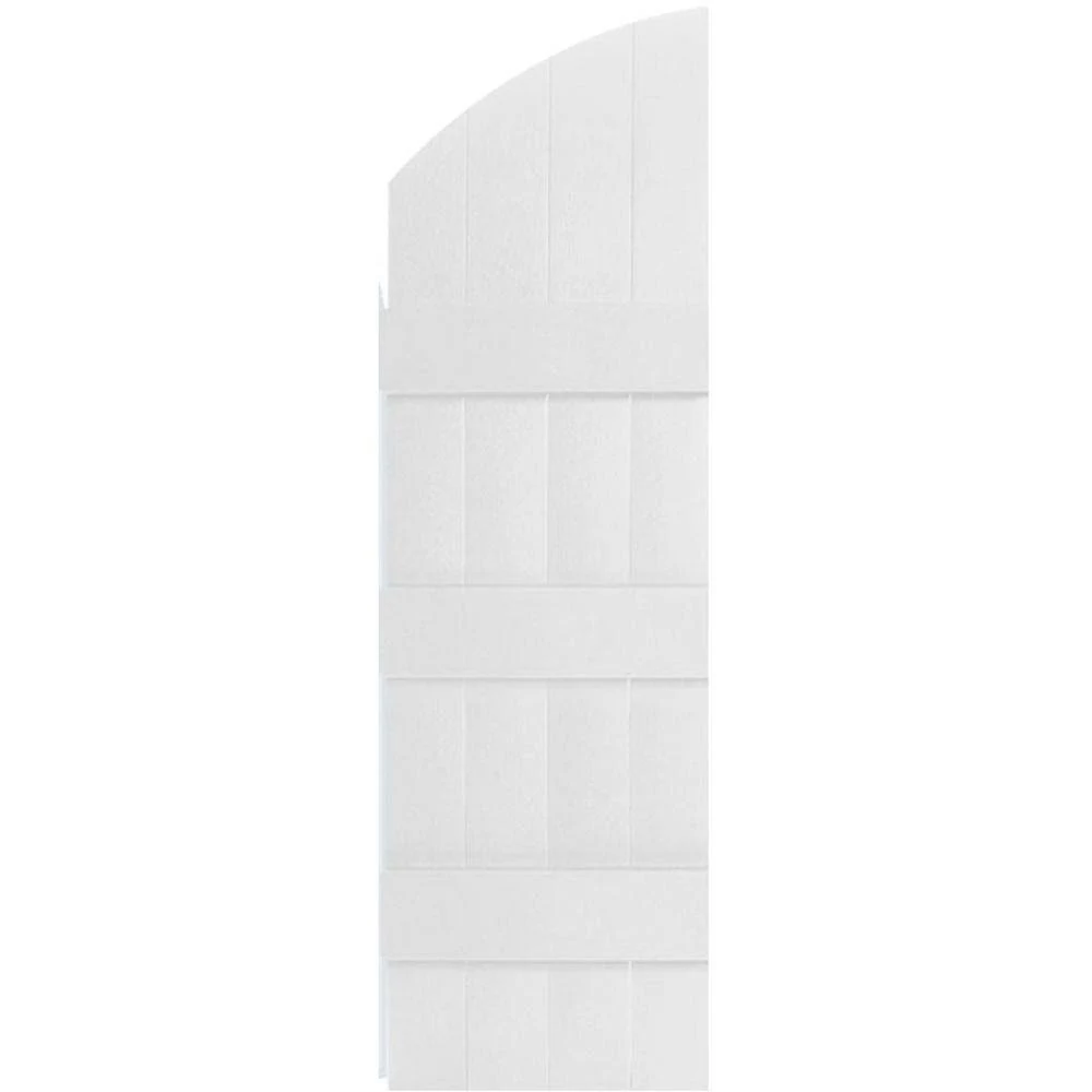 14 inchw x 61 inchh (54 inch Low Side) Lifetime Vinyl, Standard Four Board Joined w/ Archtop, Board-n-Batten Shutters, w/Install