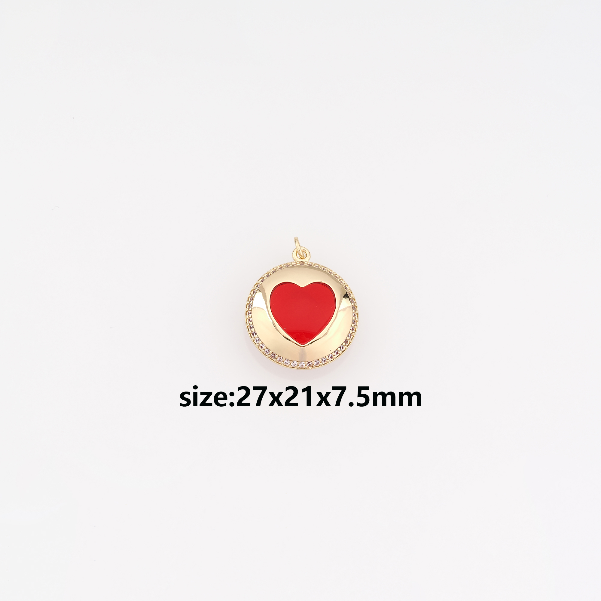 18K Gold Filled Heart Pendant,Enamel Heart Charm Earrings Necklace for DIY Jewelry Making Supply