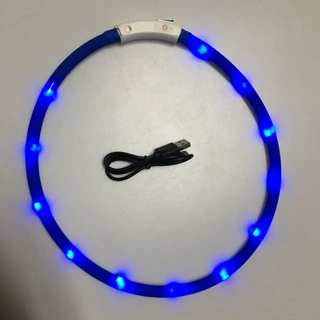 Pet Collar USB Rechargeable Night Safety Illuminated Dog Adjustable Silicone LED Collar