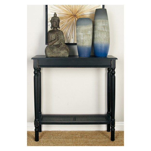 Wood Traditional Rectangular Console Table Black Olivia amp May