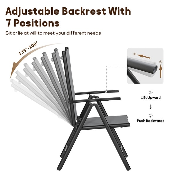 9Piece Patio Dining Set,Metal Table and Foldable Sling Dining Chairs with 7 Levels Adjustable