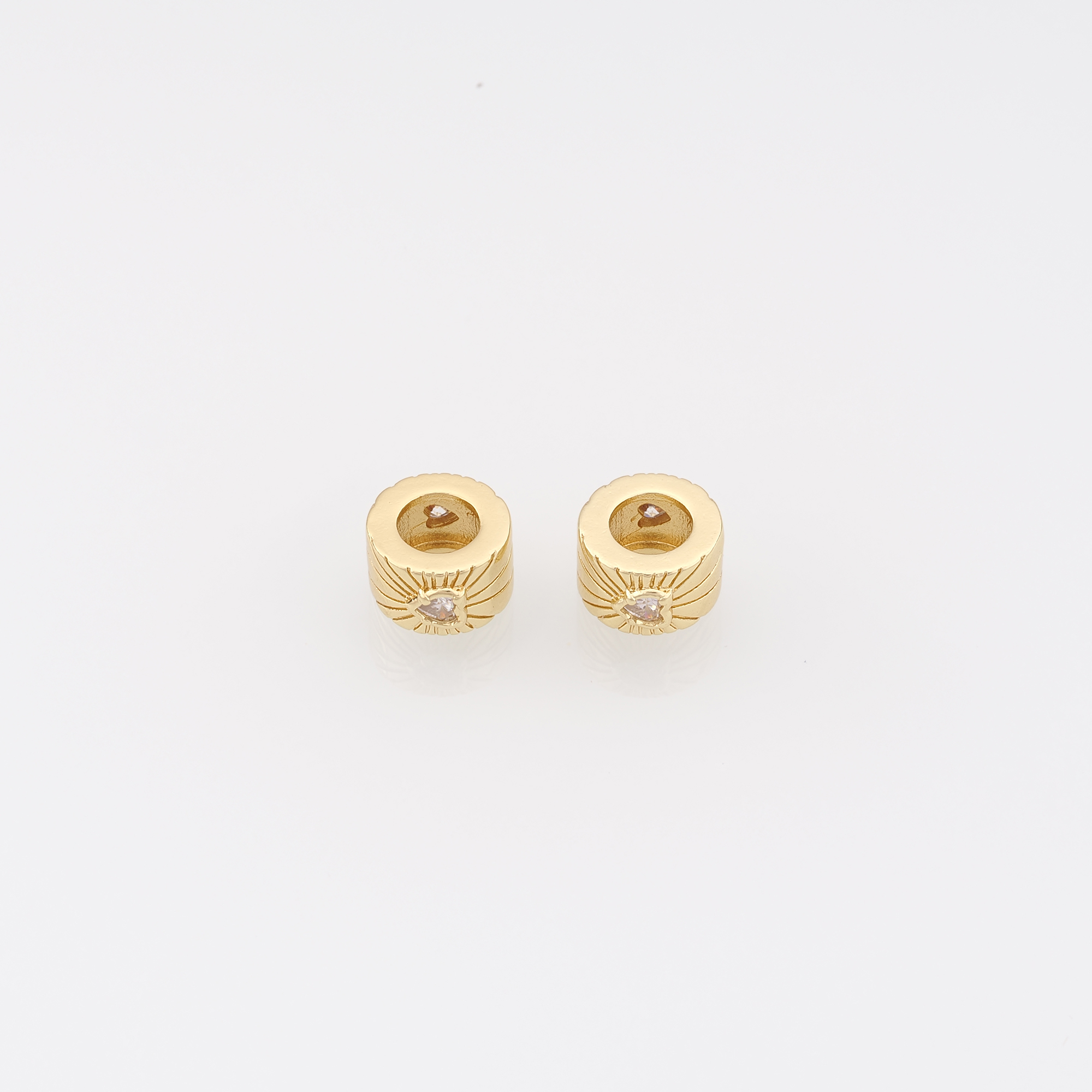 18K Gold Filled Heart Barrel Spacer Beads,CZ Micro Pave Barrel Beads for Bracelet Jewelry Necklace Making Supply