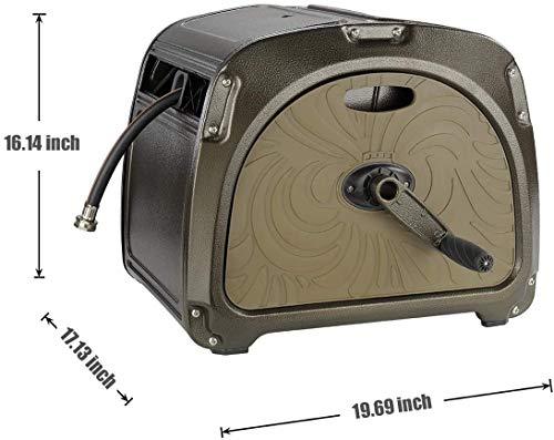 Giraffe Metal Hose Reel Box, Heavy Duty Retractable Garden Hose Reel Hideaway with Crank Handle, 130ft Hose Capacity