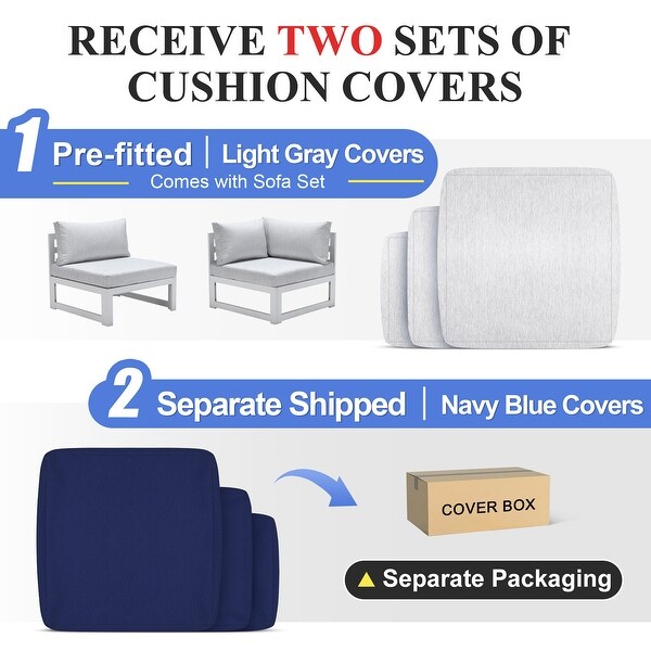 Nicesoul White Aluminum Modern Patio Furniture Sectional Sofa Set with Cushion