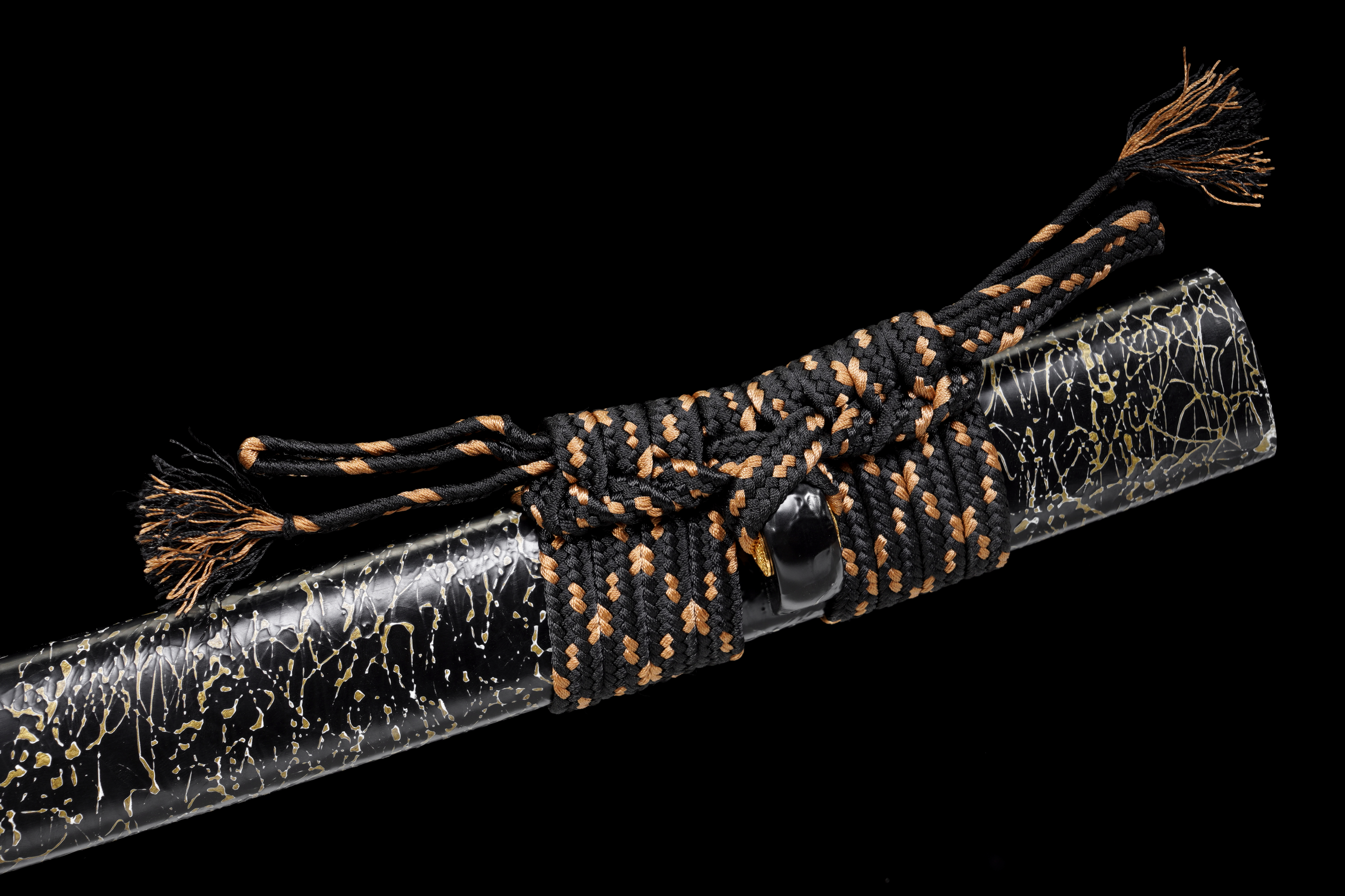Handmade Katana Damascus Steel Night Rain Golden Dragon Full Tang