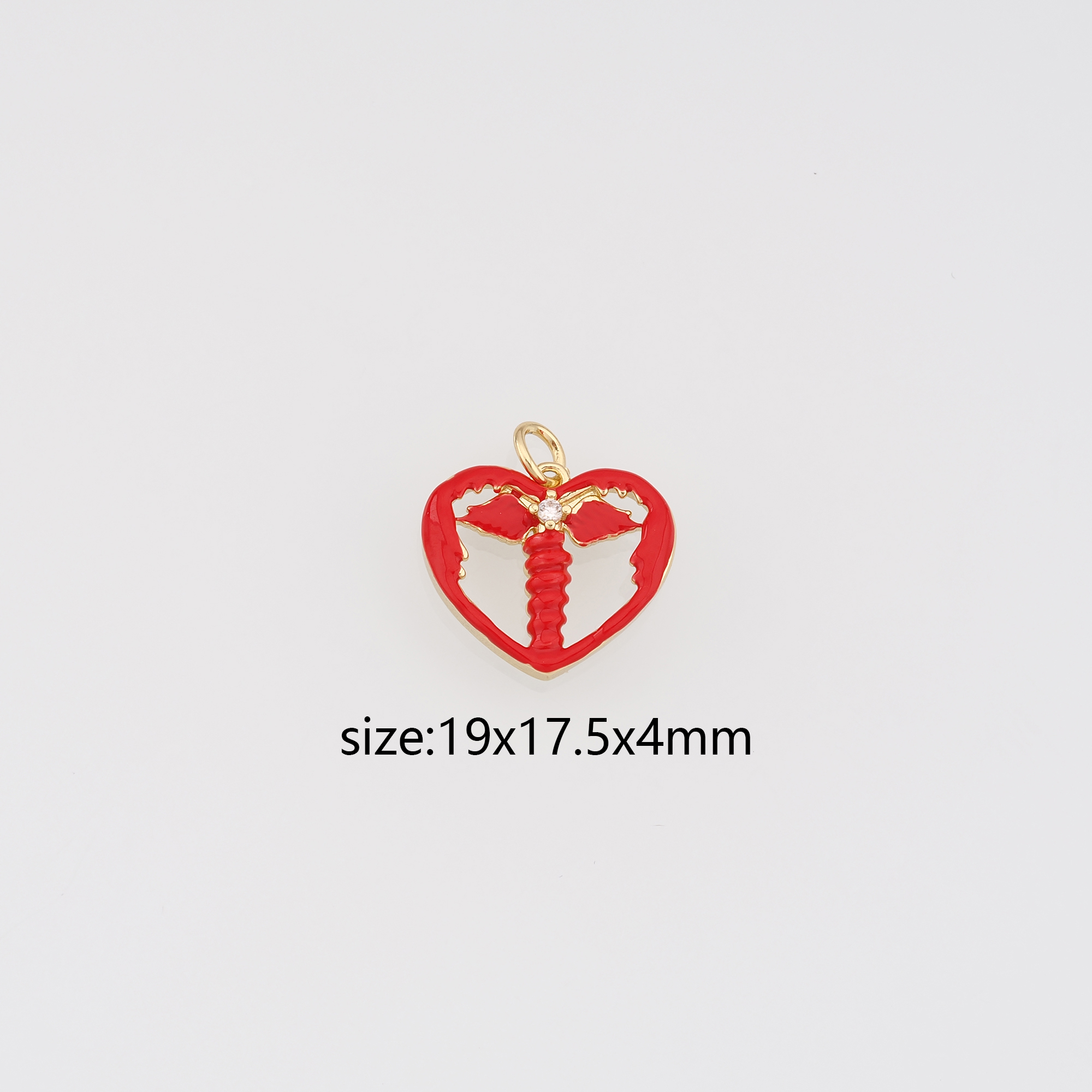 18K Gold Filled Heart Pendant,Enamel Heart Charm Earrings Necklace for DIY Jewelry Making Supply