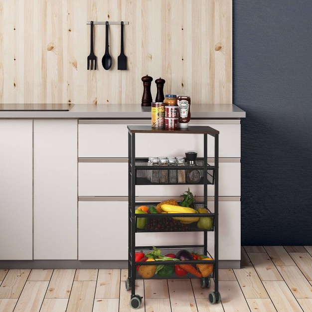 Nex 3 Tier Organizer Cart On Casters Black