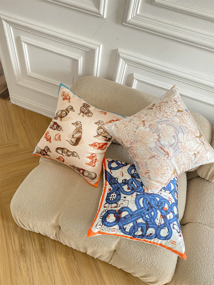 BD042 - H-Silk Pig Nose Lock Silk Feel Pillow: Rhino Exported Sofa Bed Waist Pillow
