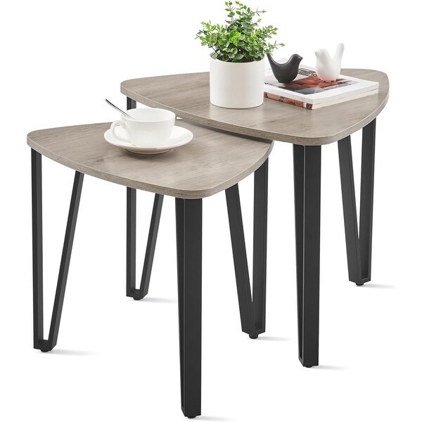 Stacking Side Coffee Tables,Heather Greige and Black End Tables