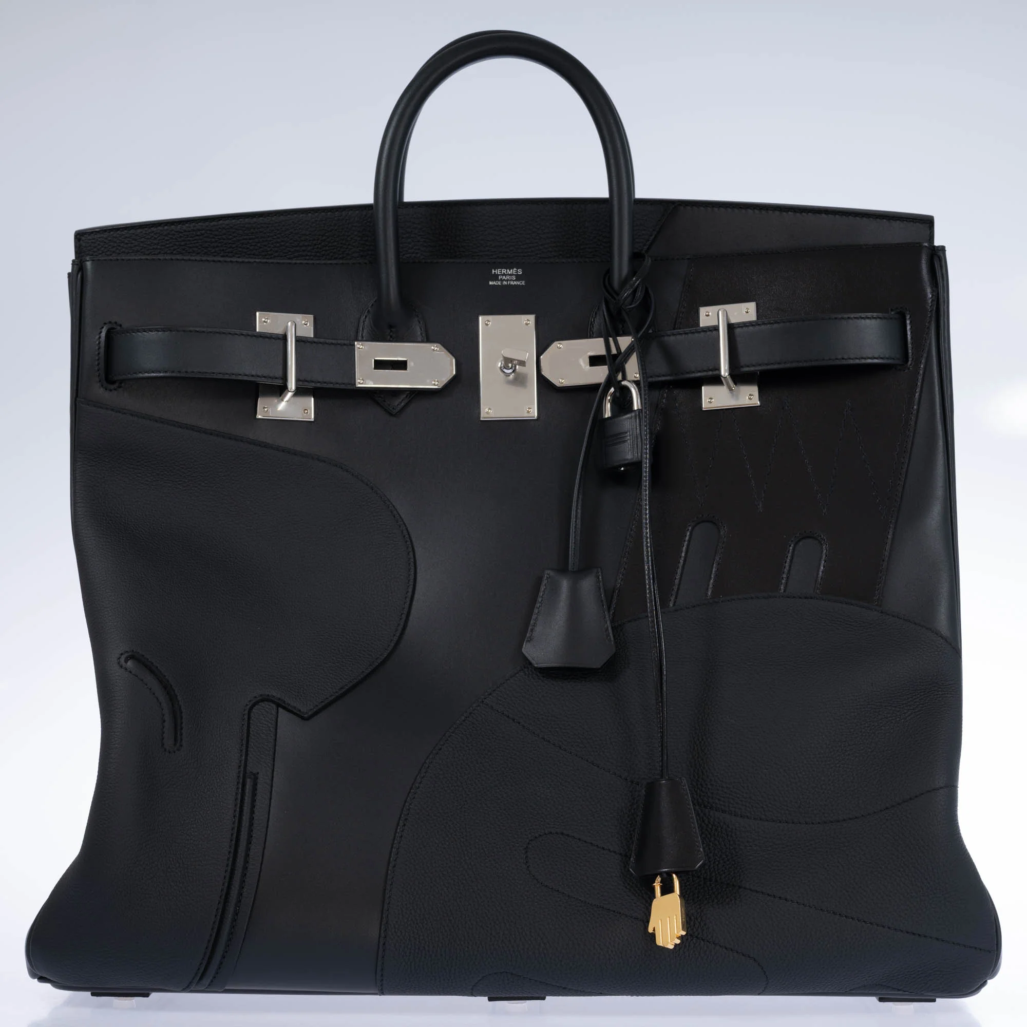 Hermès HAC 50 en Selle Noir Togo/Swift/Box Palladium Hardware