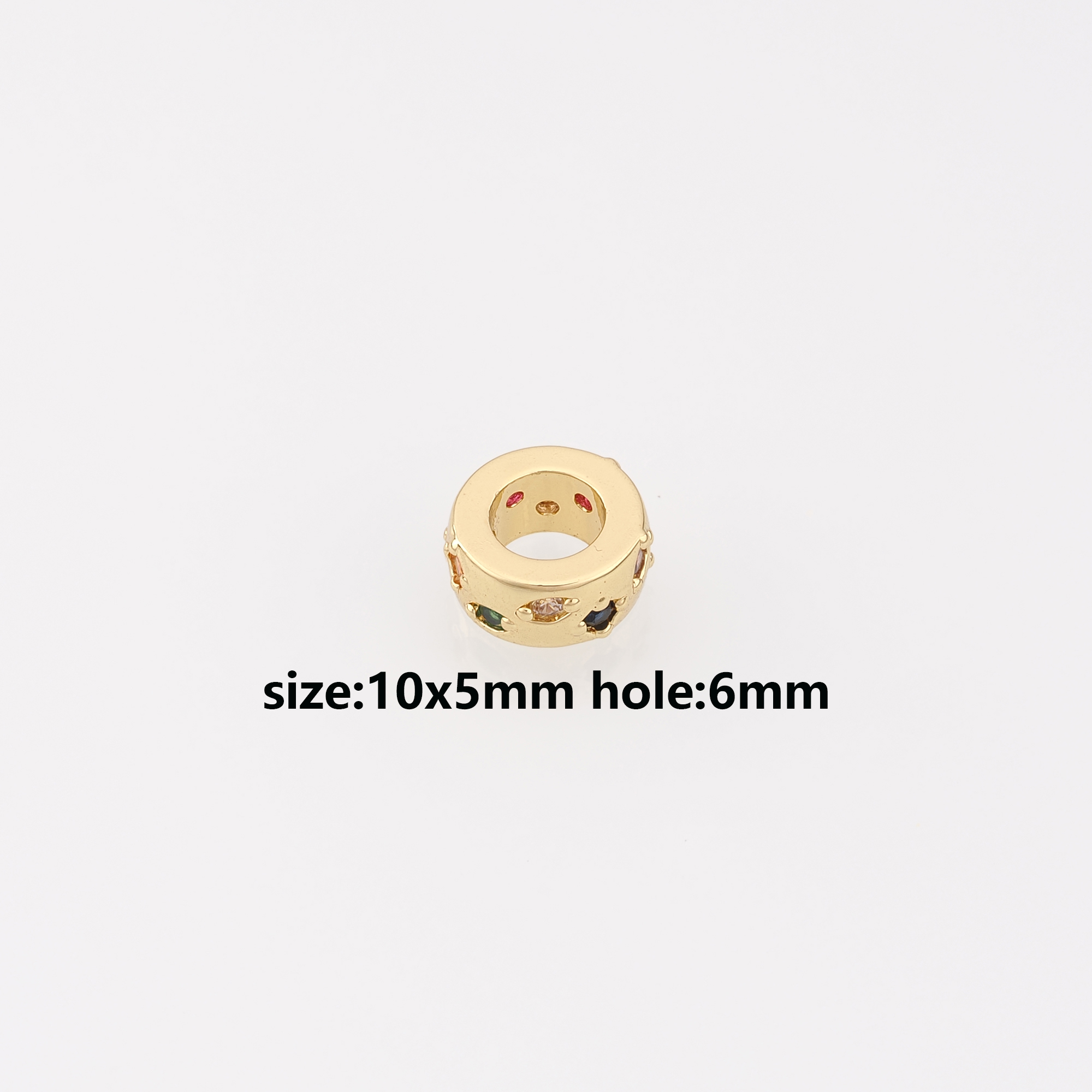 18K Gold Filled Round Flat Spacer Beads,CZ Round Spacer Beads,DIY Jewelry Making Supply