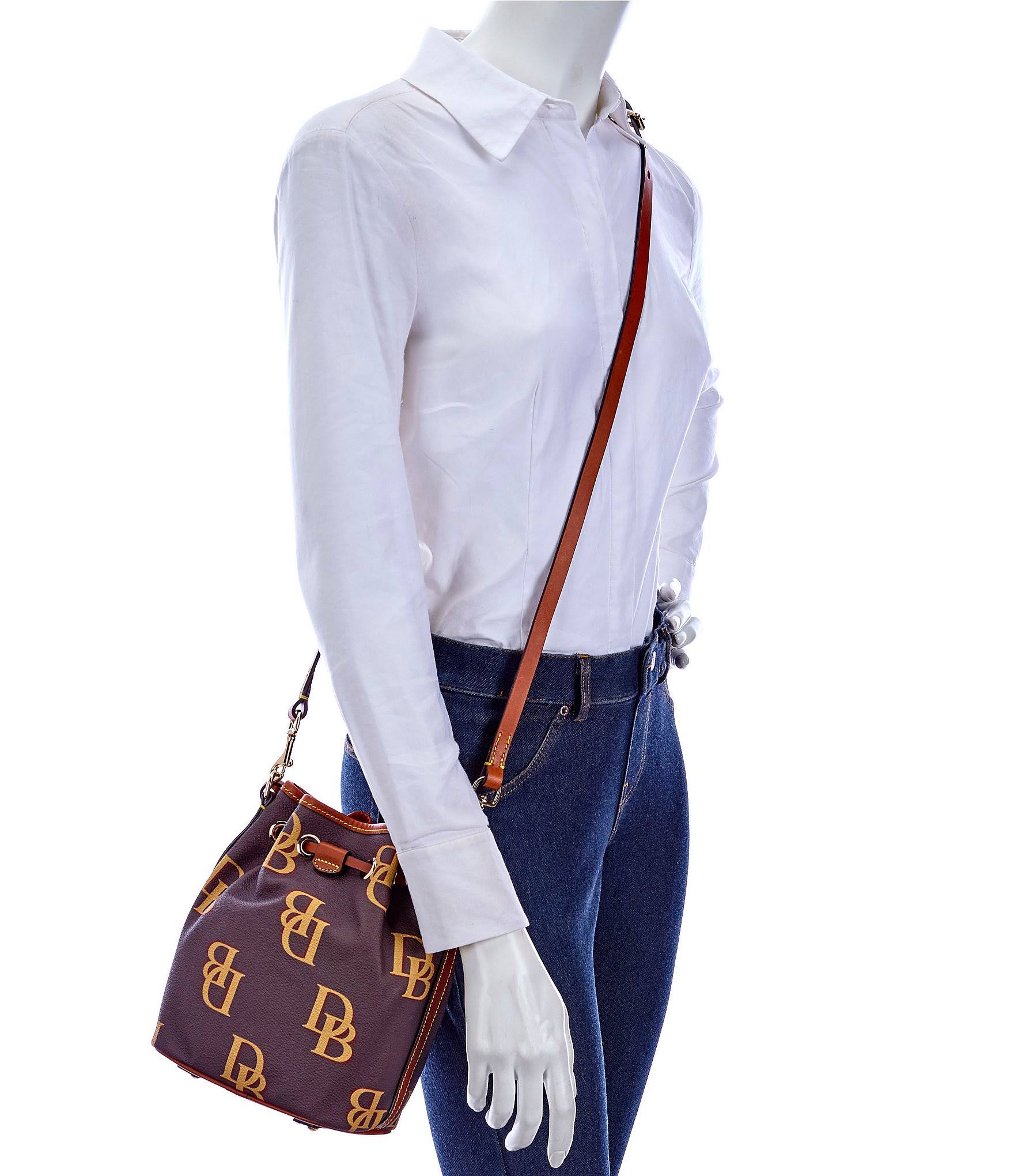 Dooney u0026 Bourke Coated Cotton Monogram Small Drawstring Bag ,Saddle
