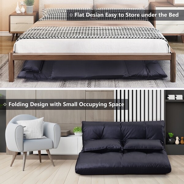 Lazy Sofa Adjustable Folding Futon Sofa with Pillows