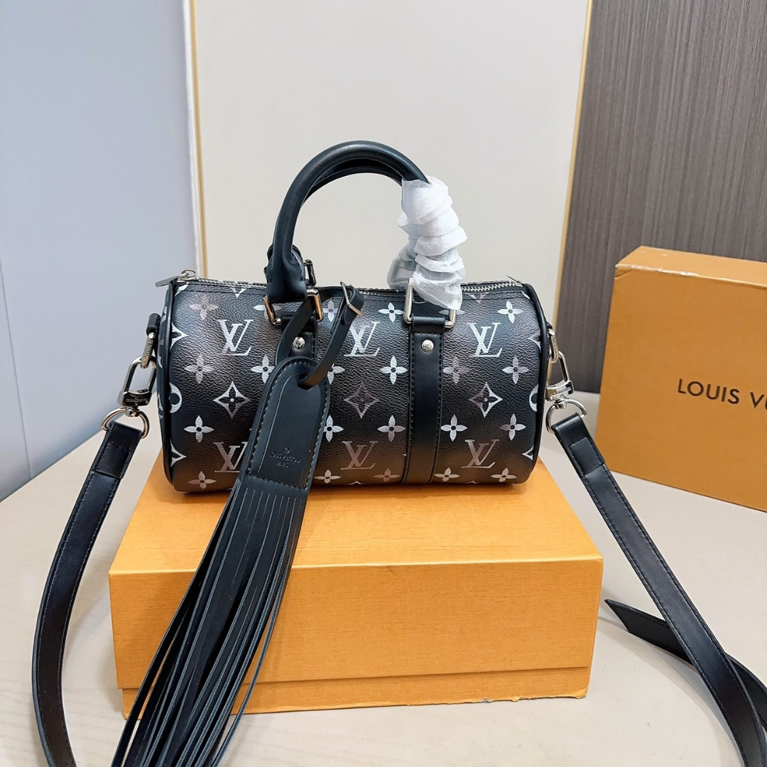 Louis Vuitton Keepall Bandouli Re 25 Bag Monogram Brushed Cowhide Black 25Cm M11595