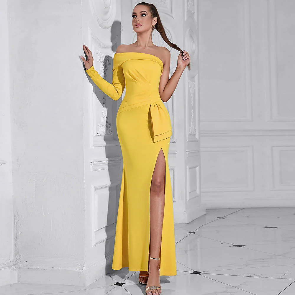 Elegant One Shoulder Split Maxi DressClistos