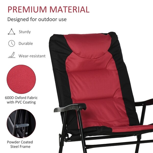 Outsunny Folding Rocking Chair Set with Padded Seat and Back,Pillow