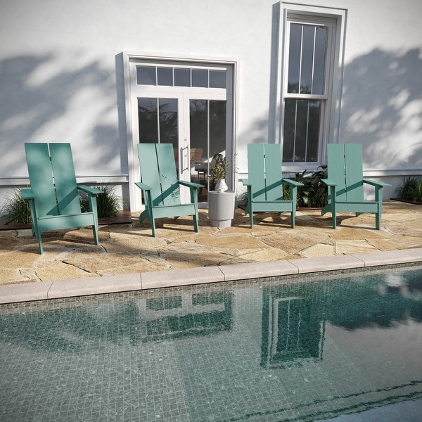Modern Dual Slat Back Adirondack Style Chairs,Set of 4