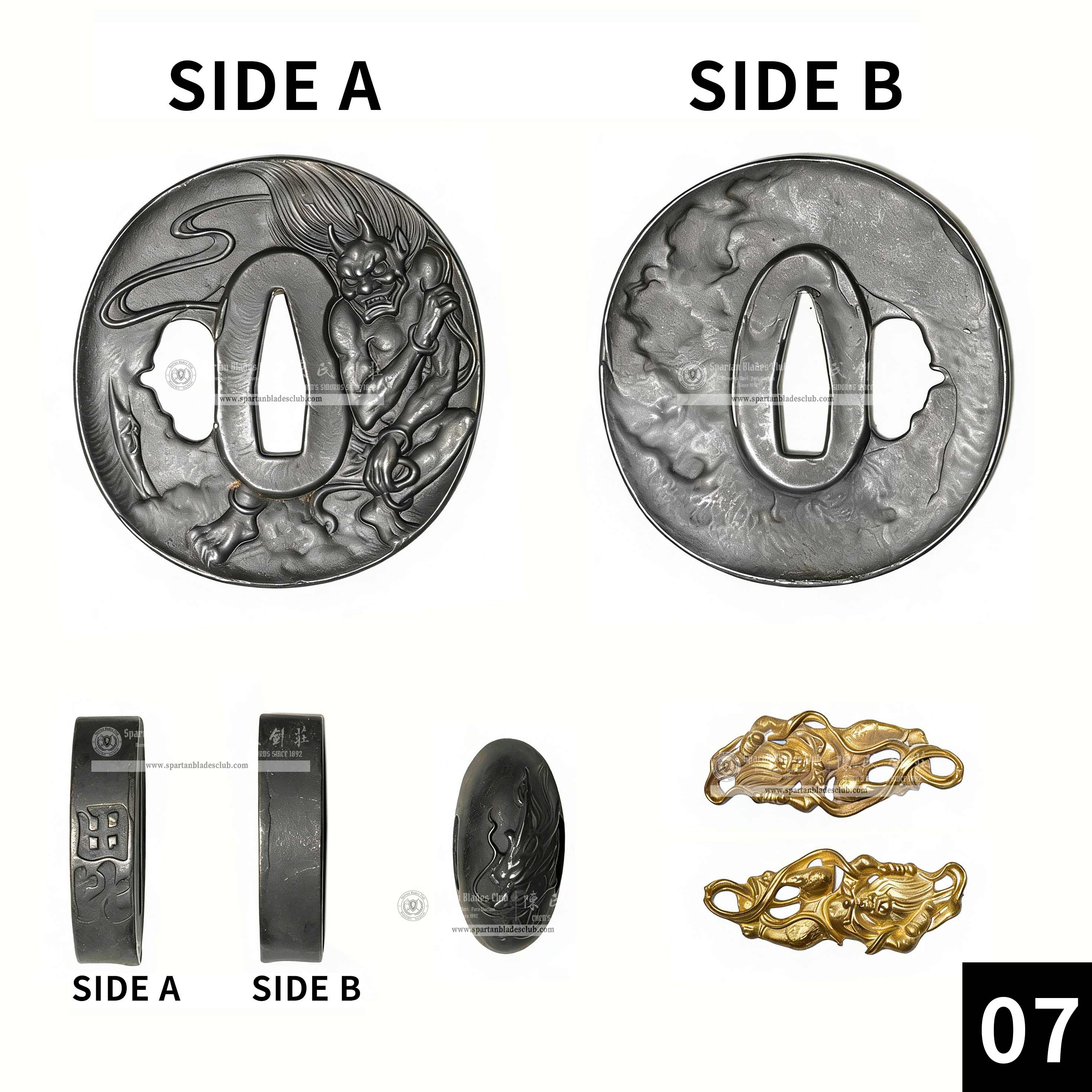Custom Your Katana | Japanese Yokai | Complete Set Fittings (Brass Gilded) | Spartan Blades Club | CHEN'S SWORDS 1892 - Spartan Blades Club - 陳氏劍莊1892