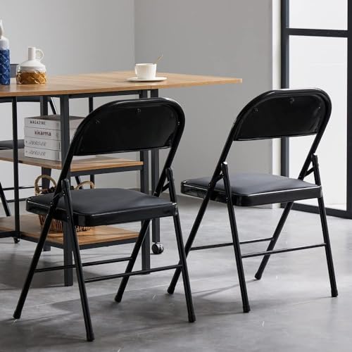 Simpli-Magic Folding Chairs with Padded Cushion and Back, Padded Folding Chairs (6 Pack) for Home and Office, Indoor and Outdoor Events