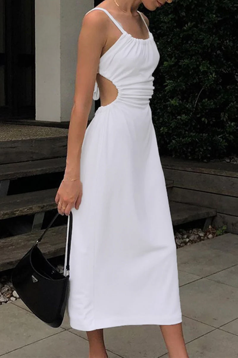 Backless U Neck Spaghetti Strap Maxi DressClistos