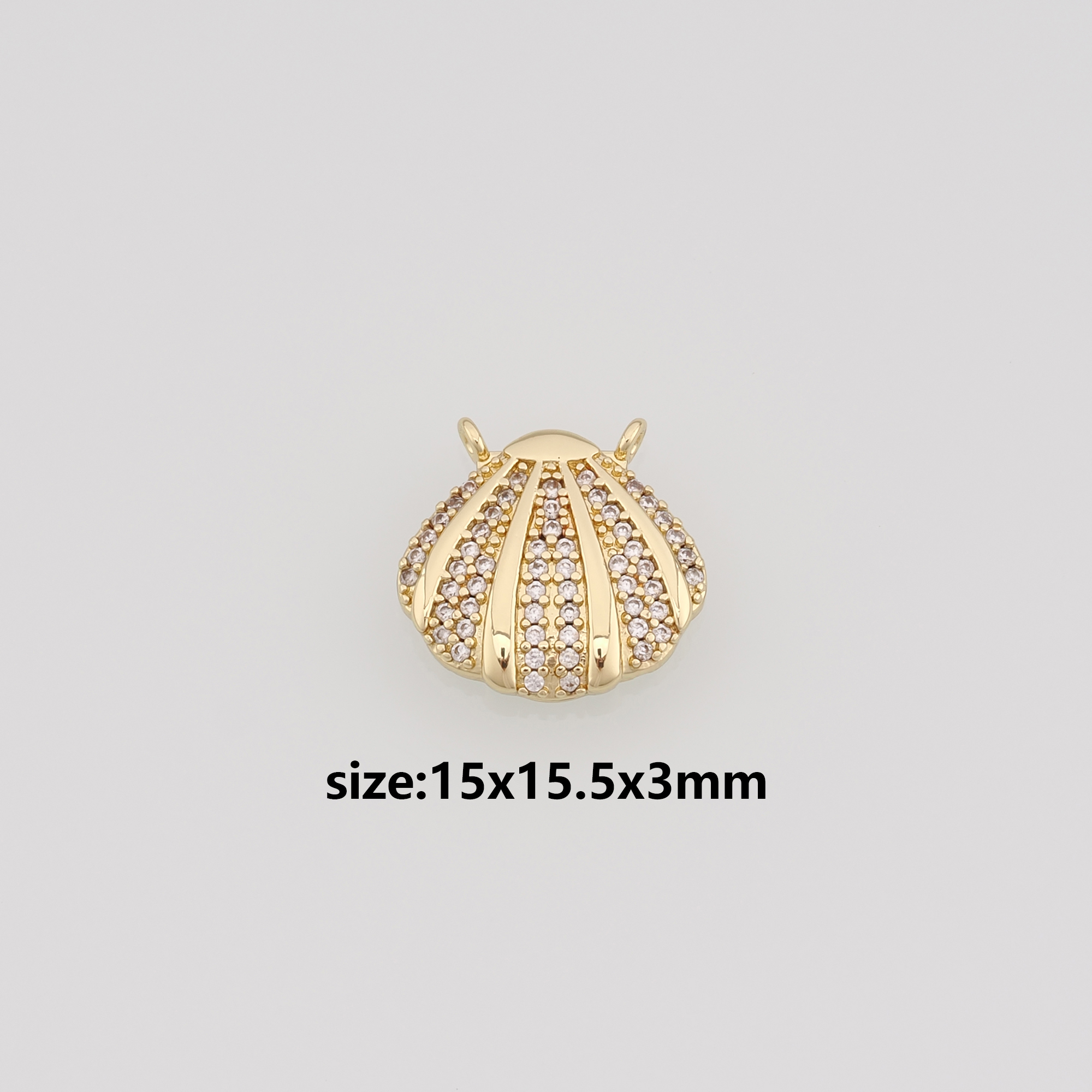 18K Gold Filled Scallop Pendant,CZ Micro Pave Shell Charm Earrings Necklace for DIY Jewelry Making Supply