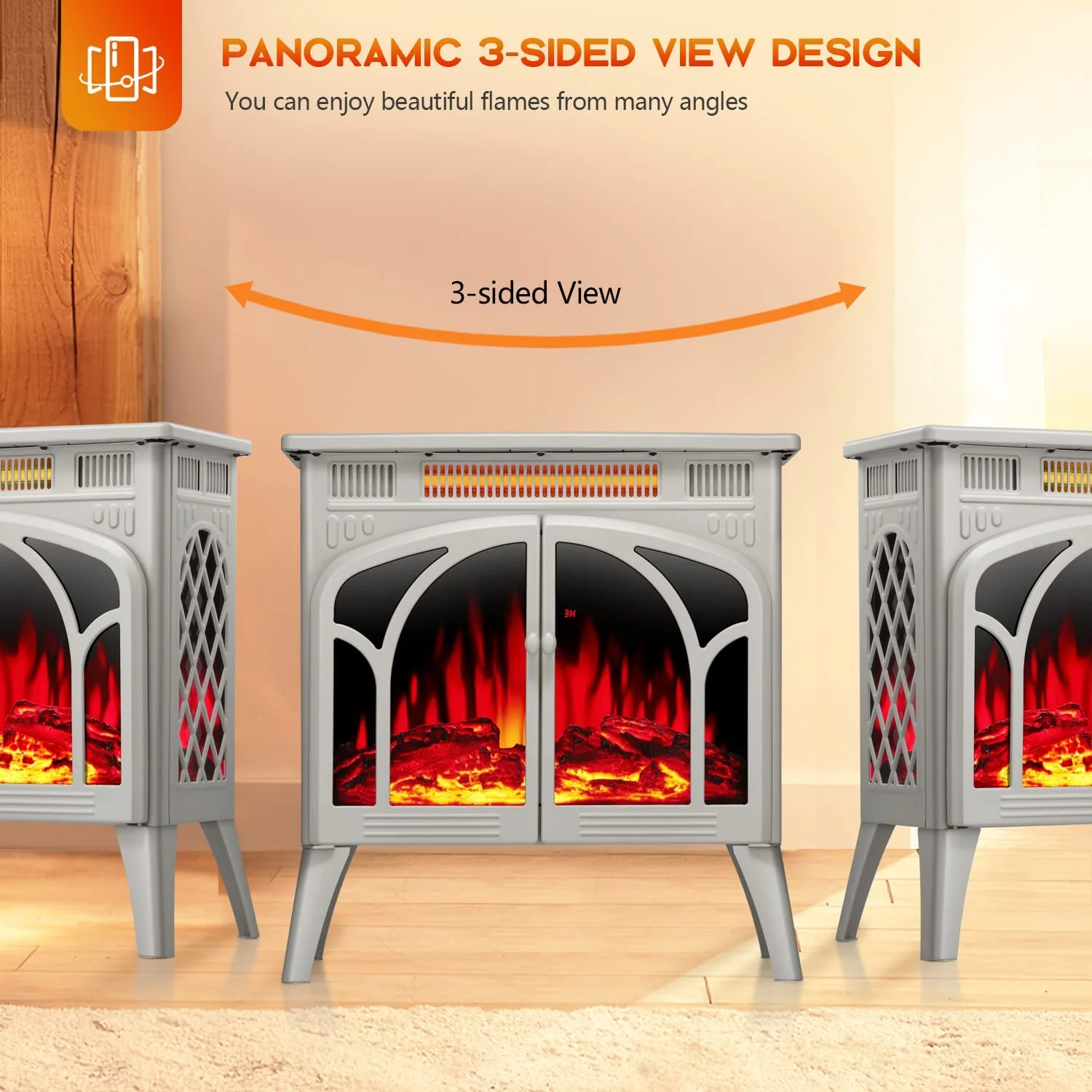 25 Inches 3D Infrared Free Standing Electric Fireplace Stove S230B
