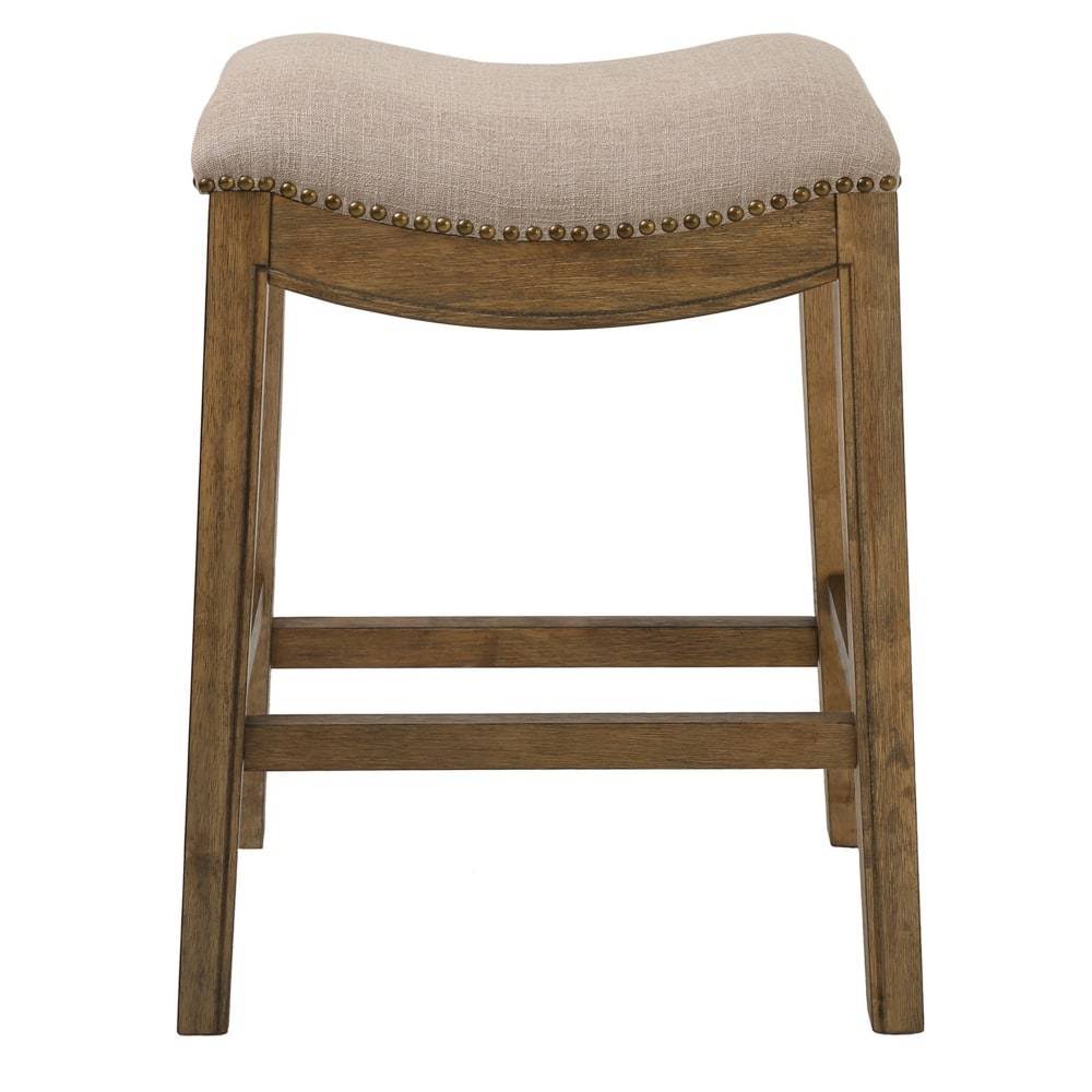 New Ridge Home Goods 25x22 Saddle Style Wood Counter Height Stool in Cream