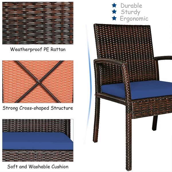 Costway 7PCS Patio Rattan Dining Set with Cushion Umbrella Hole