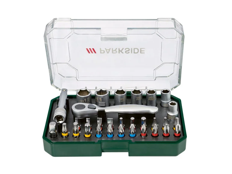 PARKSIDE® Set de clé à cliquet, embouts et douilles ou set d'embouts ou set d'embouts de tournevis à cliquet et de douilles