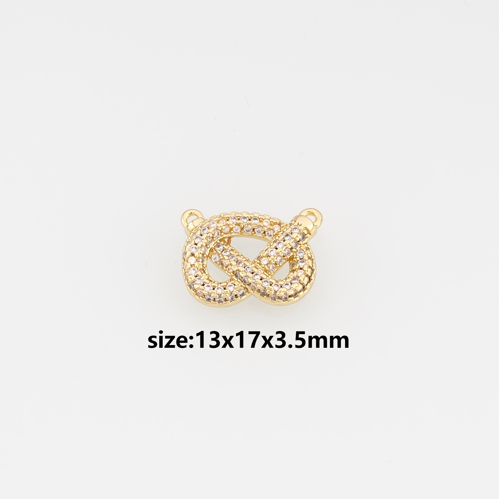 18K Gold Filled Knot Connector,CZ Micro Pave Knot Charm Necklace Bracelet for DIY Jewelry Making Supply
