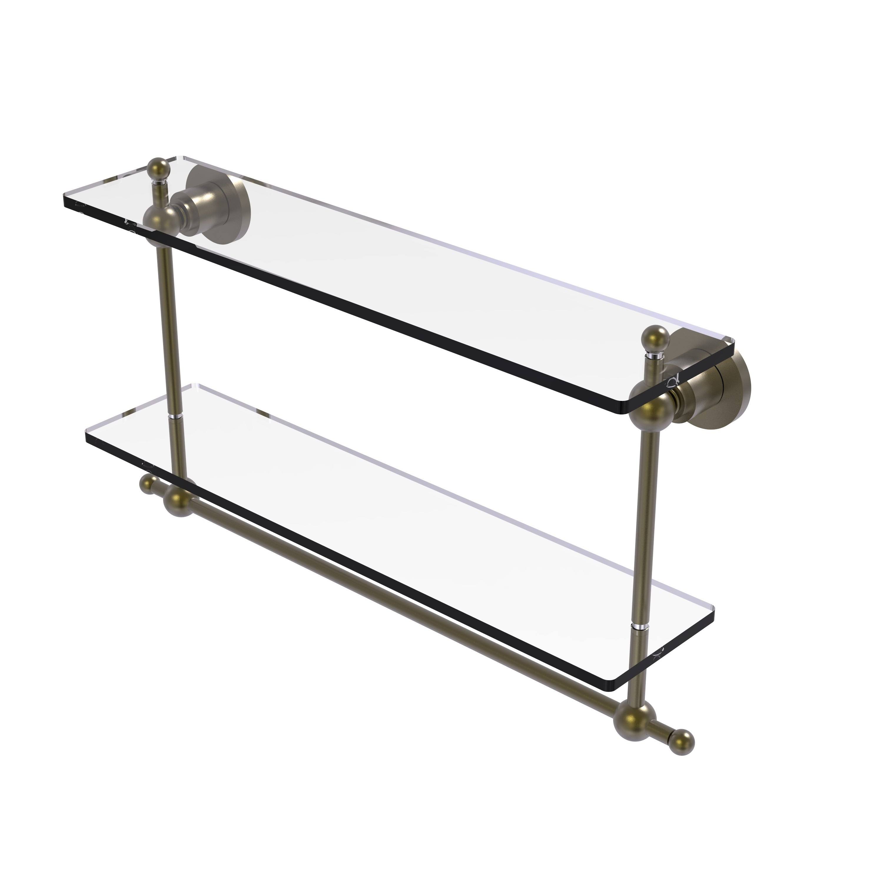 Allied Brass AP-2TB-22-ORB Astor Place Collection 22 in. Two Tiered Glass Shelf with Integrated Towel Bar Oil Rubbed Bronze