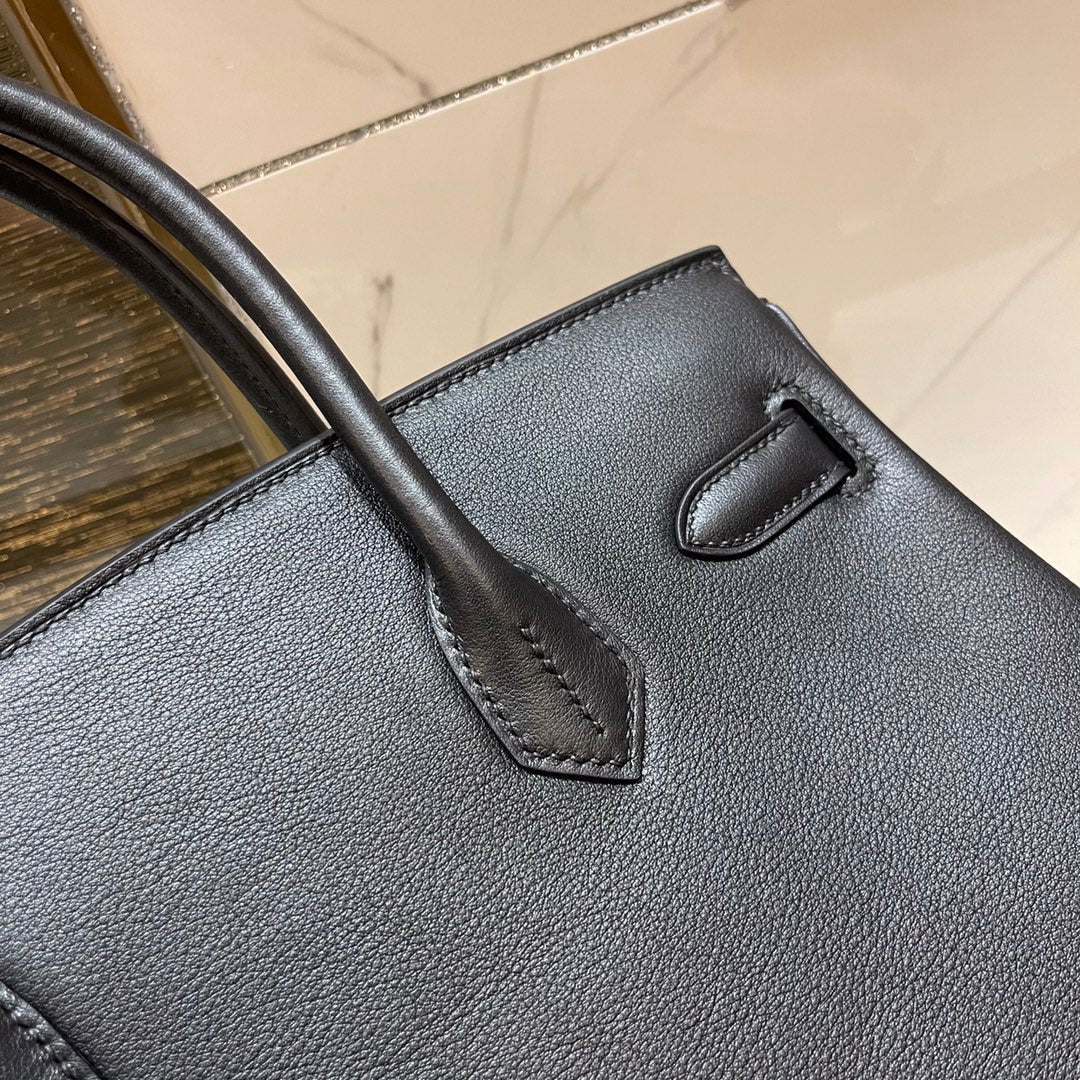 Hermes Birkin 25Cm Black Swift Leather Gold Hardware
