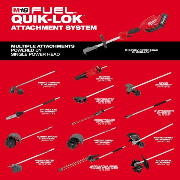 49-16-2738-49-16-2741 M18  QUIK-LOK Brush Cutter Attachment and M18  QUIK-LOK Bristle Brush Attachment (2-Tool)