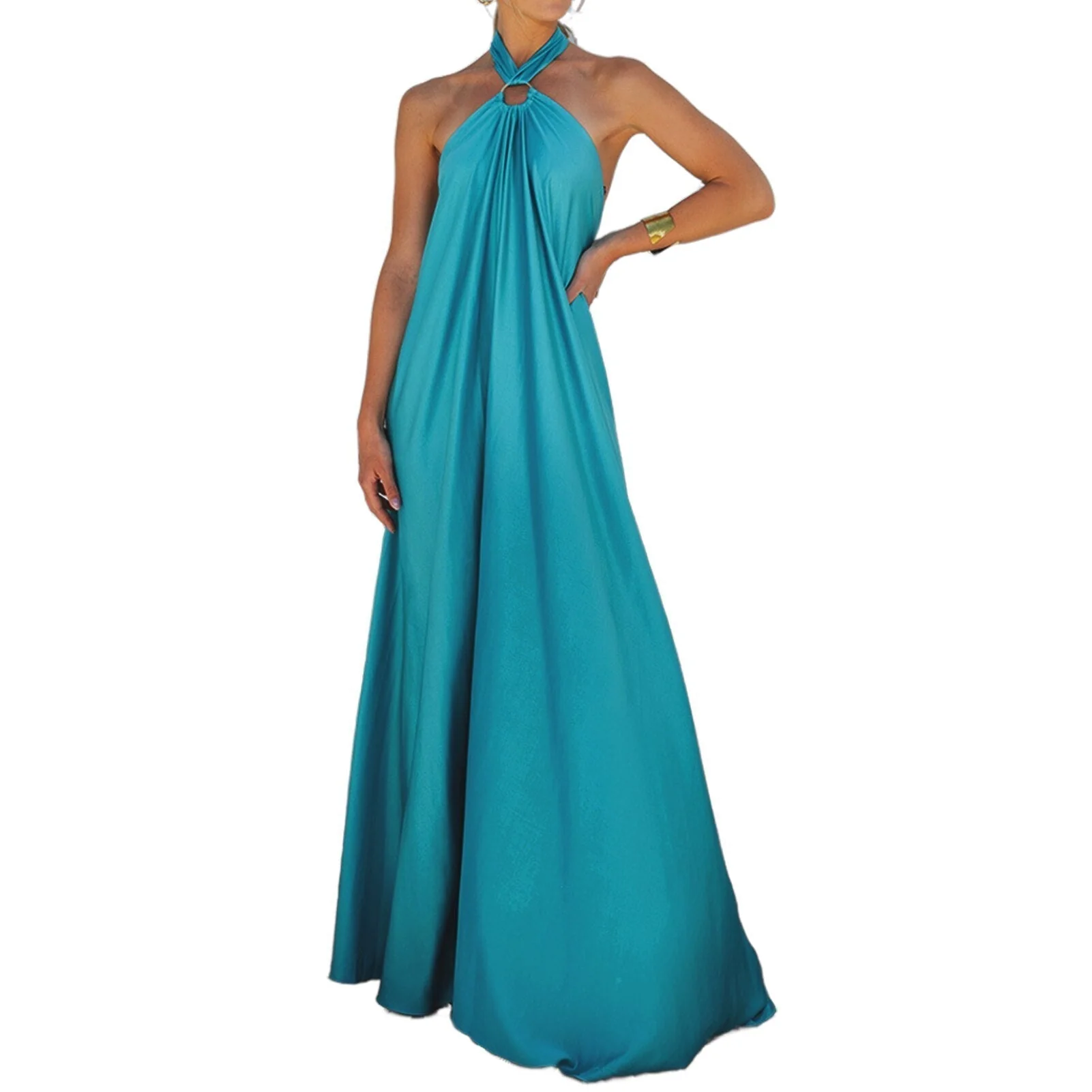 Elegant Halter Neck Backless Maxi DressClistos
