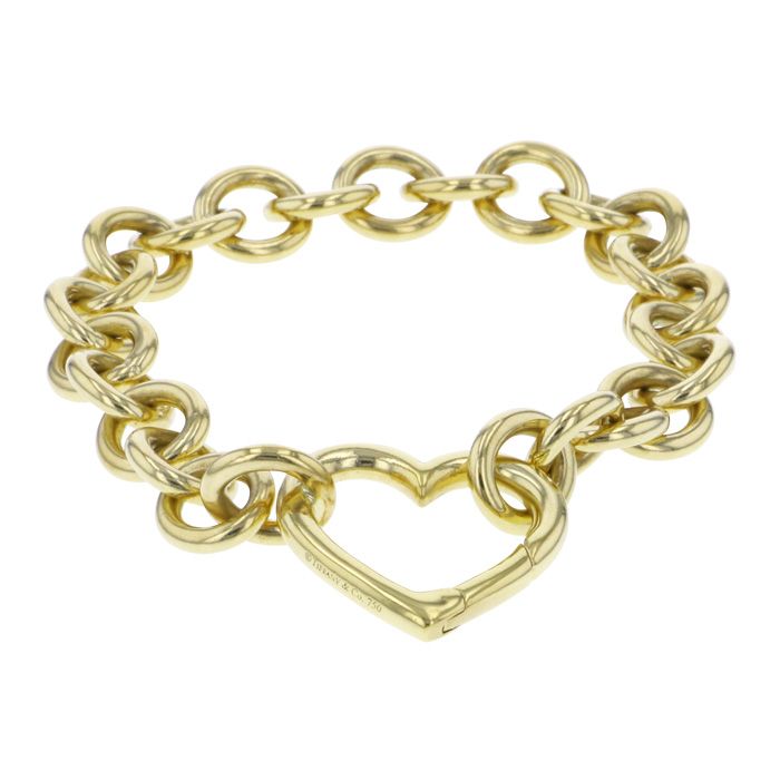 Tiffany & Co. Elsa Peretti Open Heart Breath Bracelet 18K Yellow Gold