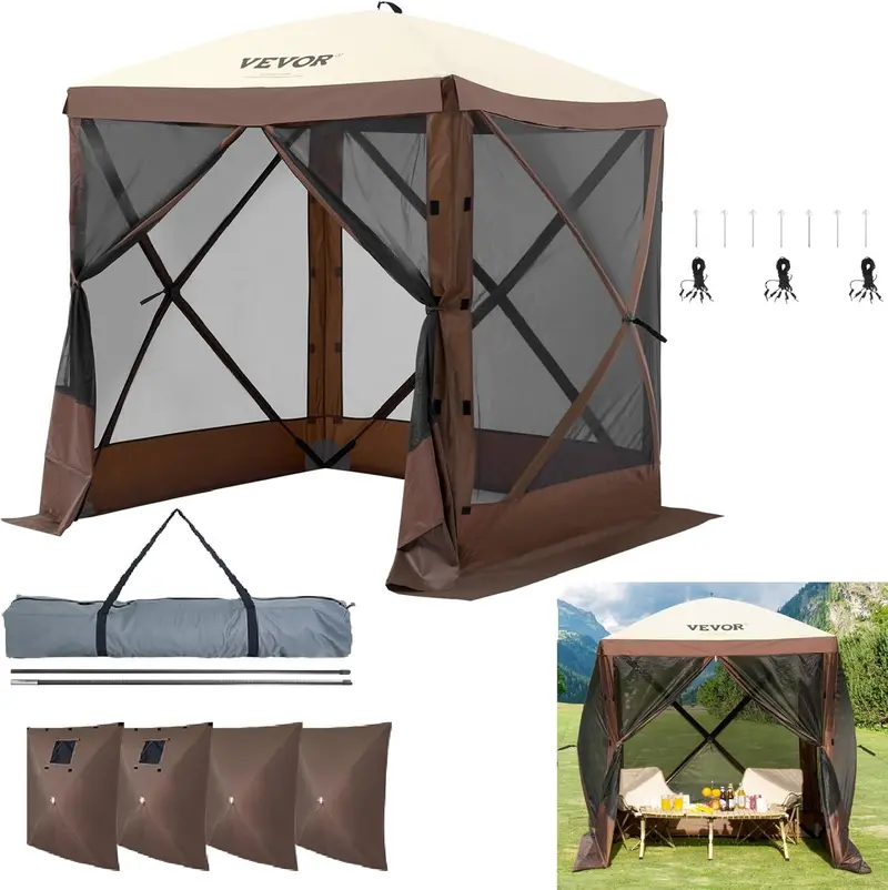 VEVOR 12x12ft Pop-Up Gazebo Tent – UV-Resistant Canopy with Mosquito Netting & Removable Wind Panels