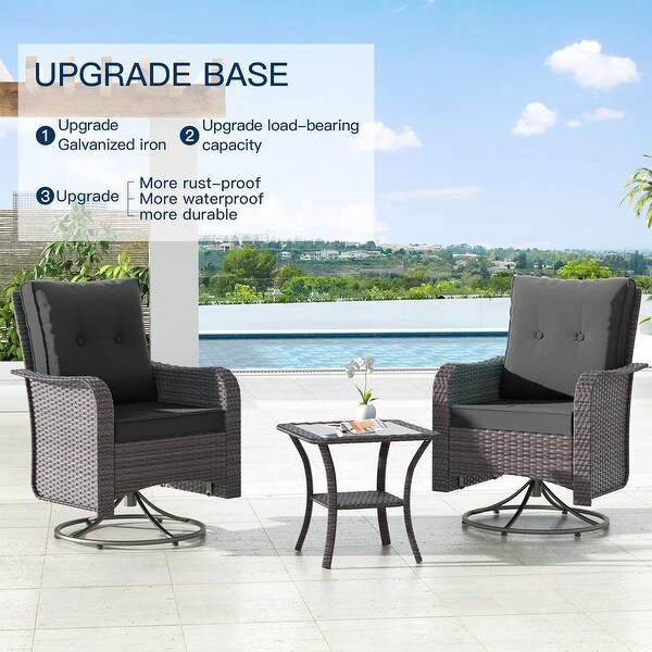 Patio Furniture Sectional Sofa Set,PE Rattan Swivel Rocking Chairs Patio Conversation Set