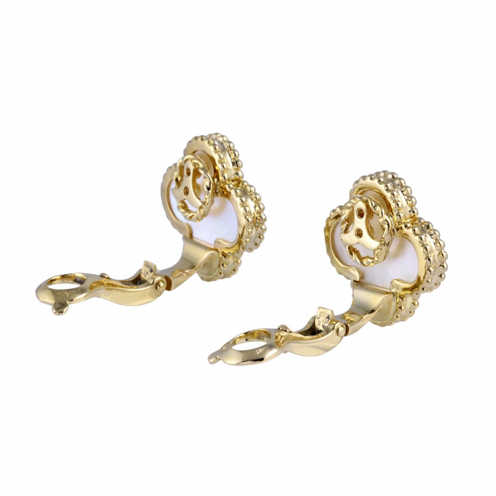 Van Cleef & Arpels Vintage Alhambra Earrings 18K Yellow Gold Shelkai