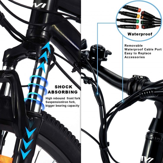 500W/350W Electric Bike, Adult Electric Bikes 26″ Mountain Bike Bicycle with 21-Speed Gears/Removable 48V/12.5Ah/36V/8Ah Battery/4 Modes/2 Mudguards