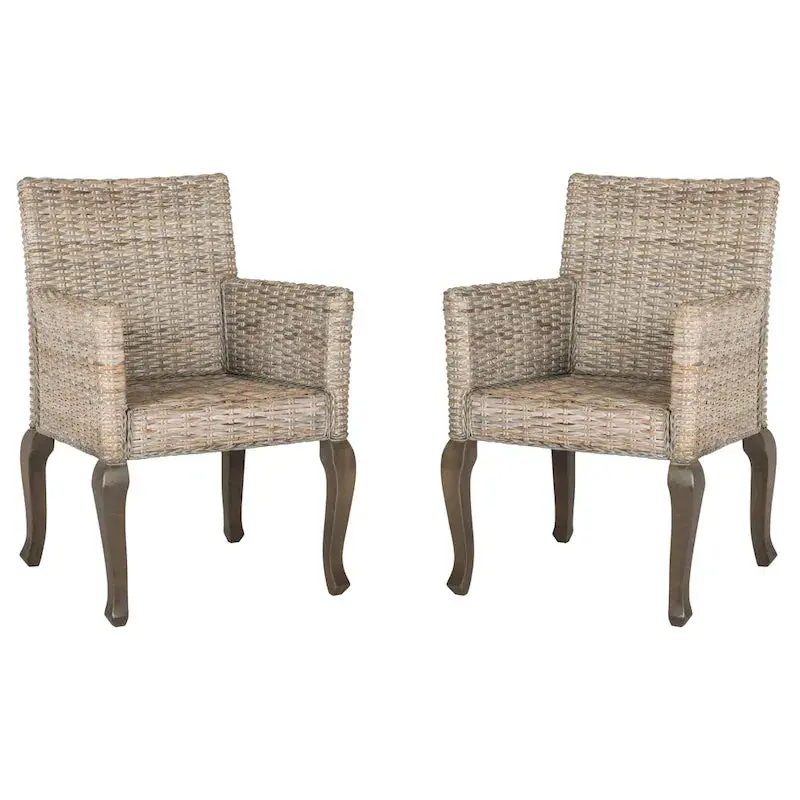 Safavieh Alearda Natural-Finish Dining Chairs (Set of 2) – Solid Wood Construction, 23″W x 24.4″D x 34″H