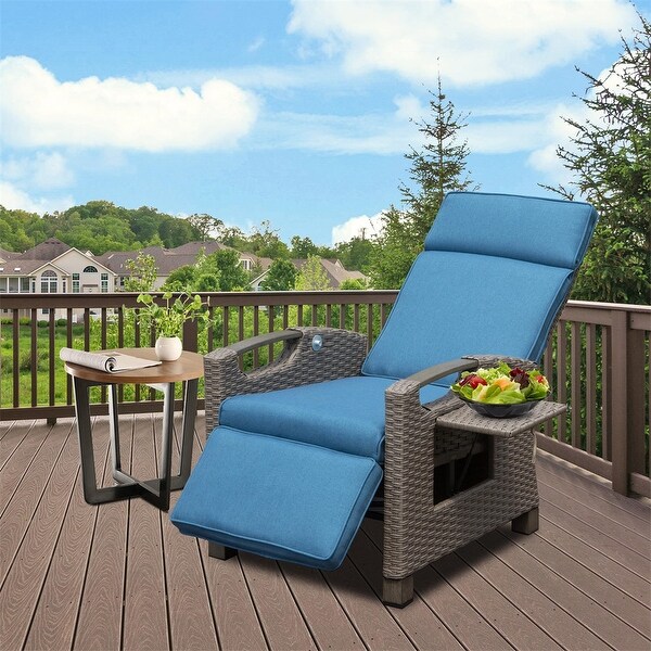 Patio Adjustable Recliner Chair with HandWoven Wicker