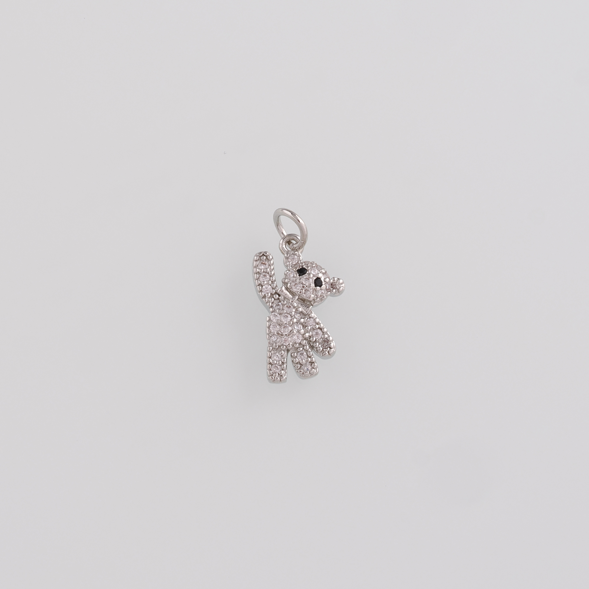 18K Gold Filled Bear Pendant,CZ Micro Pave Bear Charm Earrings Necklace for DIY Jewelry Making Supply